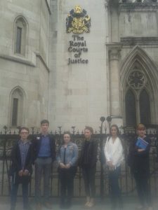 High Tide students outside The Royal Court of Justice